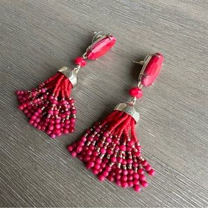 Kendra Scott Dove Red Tassel Beaded Earrings